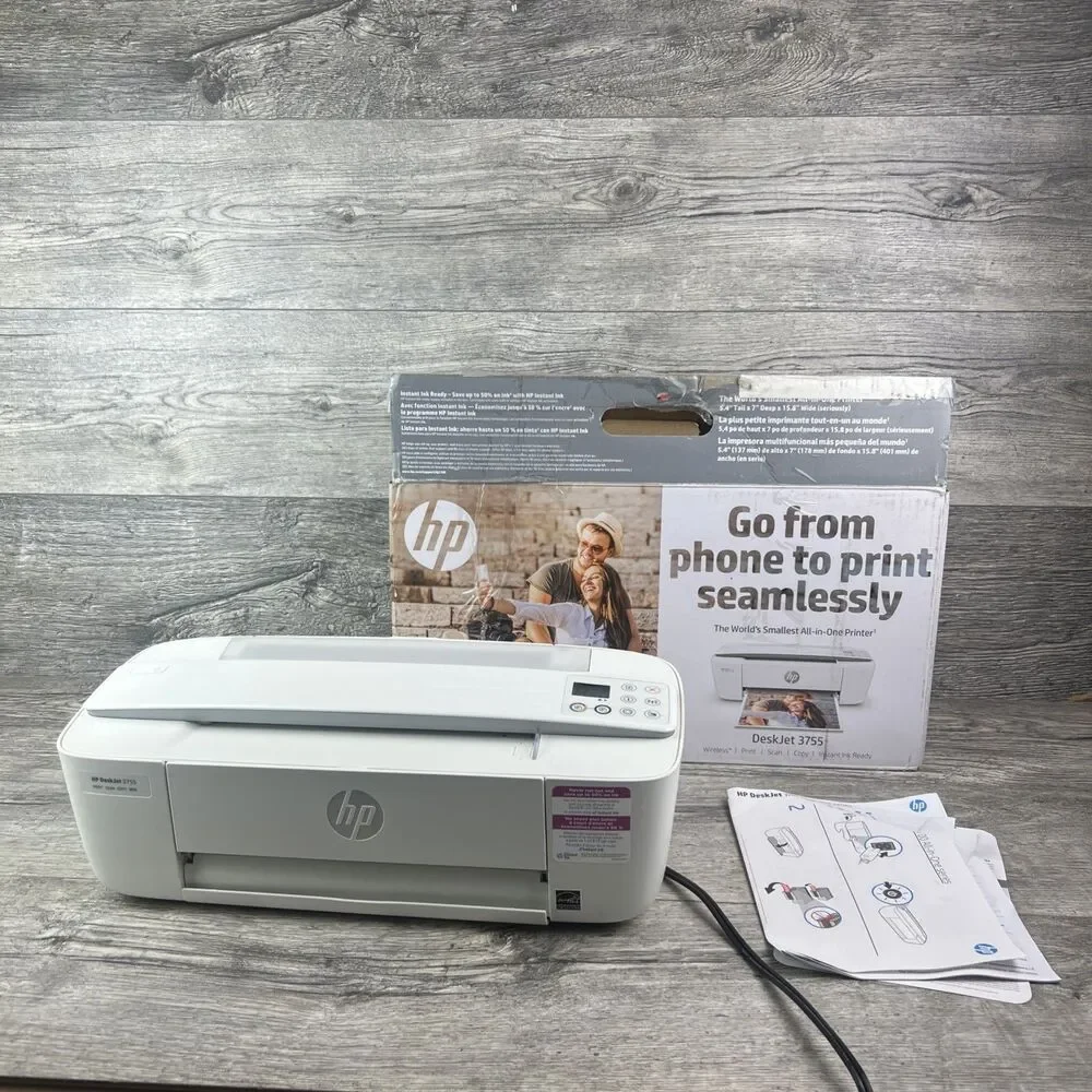 HP DeskJet 3755 Wireless All-in-One Inkjet Printer White New Open Box